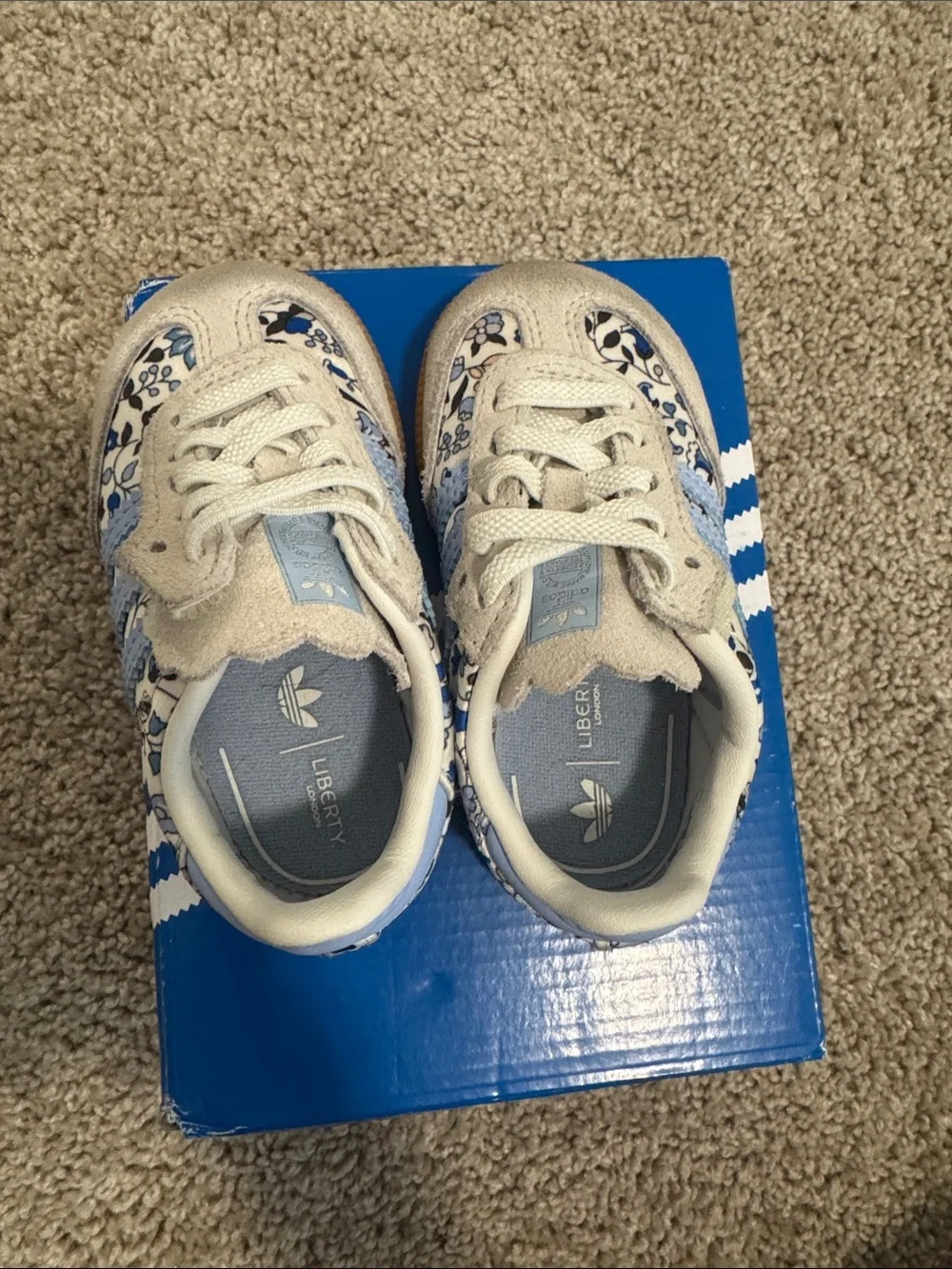 adidas Kids Sneakers with Blue Floral Accents